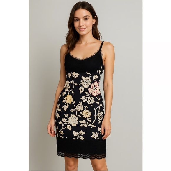 Diane Von Furstenberg Dresses & Skirts - Diane von Furstenberg Olivette Silk Floral Slip Dress 10 Lace Trim Midi Coquette